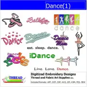 Embroidery Design Set - Dance(1) - 12 Designs - 9 Formats - USB Stick