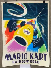 Nintendo Mario Kart Rainbow Road Wario Retro Art Print Julian Baker 2020 18x24