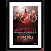 GARY ABLETT JNR HAND SIGNED FRAMED DUAL AFL BROWNLOW MEDAL PRINT DANGERFIELD