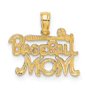 14K Yellow Gold Baseball Mom Charm