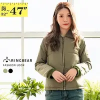 在飛比找PChome24h購物優惠-時尚保暖羊羔毛羅紋抽繩口袋寬鬆短版舖棉外套(黑.綠XL-3L