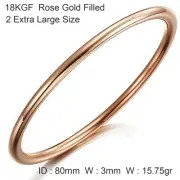 Bracelet Real 18k Rose Gold Filled Solid Cuff Bangle Ladies 2 Extra Large S 80mm