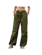 Loose Laced Cargo Pants - Dark Green