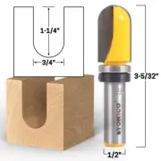 3/4" Diameter Core Box Template Router Bit - 1/2" Shank - Yonico 14965