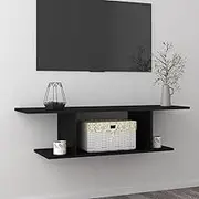 Wall Mounted TV Stand Cabinet for Living Room, Modern Entertainment Center Table, High Gloss Black TV Stand, Bedroom Media Storage Shelf Furniture