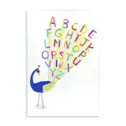 Peacock Alphabet Feathers Wall Plaque Art Design by Carla Daly