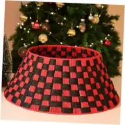 Christmas Tree Collar, Handcrafted Woven Tree Collar Classic Red Black 24in