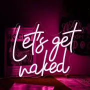 Let's Get Naked Neon Sign Dimmable Pink Neon Light for Wall Decor Powered by ...