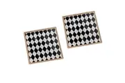 2PCS Acrylic Insulation Pad Coaster Cup Pad Candle Stand Decoration Gingham Checkerboard Pattern Black and White