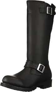[RIDETECS] 16" Motorcycle Men’s Side Boot Zipper Oiled Leather Boots, Black