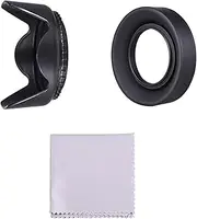 67Mm Lens Hood Set with T Flower Lens Hood + Collapsible Rubber Lens Hood + Lens Cleaning Cloth Replacement for Eos 7D 70D 77D 80D 90D Rebel T7 T6 T6S for Ef-S 18-135Mm F/3.5-5.6 67Mm