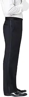 [RGM] Men's Tuxedo Pants Side Satin Stripe - Pleated Flat Front