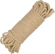 5mm Jute Rope - 65 Feet Thick Natural Clothesline Garden Twine Rope, 3-Ply Heavy Duty Hemp Twine String for Artworks, Gardening, Bundling, Camping, Crafts, Hanging Plants, Packing