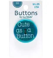 La Mode Cute as a Button 1 3/8" Resin Button #1754 Blue Green NEW FREE SHIPPING