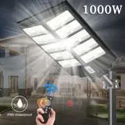 LED Solar Street Light w/Remote Garden Wall Lamp Industrial Security Road Bulb