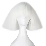 Cosplay Wig Synthetic Wig Cosplay Wig kinky Straight Yaki kinky straight Yaki Bob With Bangs Wig Short White Synthetic Hair Women's White Carnival Wig