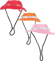 COSMEVIVI 3Pcs Dog Sun Protection Hat with Ear Visor for Outdoor Use Breathable Mesh Pet Head Cover for Summer Fun and Stylish Looks