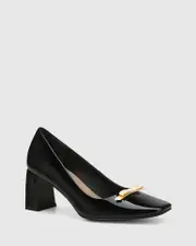 Octavia Black Patent Leather Block Heel Pump