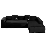 Sofa Cover Fleece Stretch Sofa Cover-Black