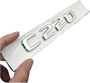 SCPCKZETZN 3D ABS Black C 220 C200 Logo Letters Car Trunk Badge Decal Fit for Mercedes Benz C220 W204 W205 C220 Emblem Sticker Accessories(Chrome 17-23)