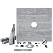 Shower Curb Kit, 1828x1828mm Shower Pan Kit with 50.8mm PVC Central Flange, 101.6mm Stainless Steel Grate, Waterproof Shower Curb & Membrane & Strip, Shower Pan Slope Sticks Fit for