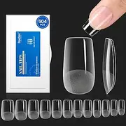 Beetles Gel Nail Tips Etch Soft Gel Nail Tips 504Pcs Pre Filed Half Matte Short Square Full Cover Nail Tips False Fake Clear Acrylic Press on Nails for DIY Nail Extension and Salon Use