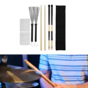 Drum Stick Set with Storage Bag Drum Wire Brush for Jazz Music Lover Drums