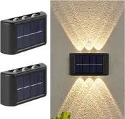 Tech Solar Wall Lights Outdoor, Up and Down Wall Lamps for Garden Fence Yard Porch Walkway Lighting 2 Pack (Warm Light)