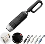 SSFUN Ring Buckle Umbrella, Reflective Safety Strip, Sturdy Windproof, Reverse Automatic, Travel Portable, Compact Folding, Black