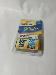 Brother M-231 P-Touch Label Tape 12mm 1/2" Black on White M321