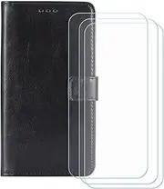 LCEHTOGYE Cover for Lebest P13 Pro + 3 Slice HD Tempered Glass,Shell BracketBumper Protective Back Case - Anti-Scratch Screen Protector for Lebest P13 Pro -HZFM -Black