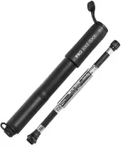 Pro-Bike Tool Mini Bike Pump with Gauge - Fits Presta and Schrader - Accurate