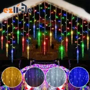 96 LED Fairy Curtain Christmas Xmas Falling Rain Icicle Outdoor String Lights 4m