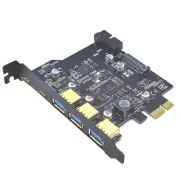 USB 3.2 GEN1 PCIE Expansion Card 5-Ports 2*Type-C 3*USB-A 19-Pin Converter 5Gbps
