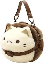 [Fruusv] Plush Cat Shape Small Bag, Cute Cat-Shaped Tote, Soft Plush Messenger Purse, Lightweight & Versatile, Adjustable Strap, Women & Girls, Perfect For Short Trips, Commuting