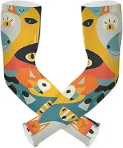 [Yoogain] UV Protection Upper Arm Compression Animals Abstract Colorful Cartoon Tattoo Sleeve for Volleyball, Basketball, Cycling Strong Air Permeability cubre brazos, Animals Abstract Colorful Cartoon