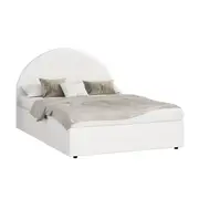 Oikiture Bed Frame King Single Size With Gas Lift Storage Base PU Leather White