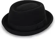 [HilyBony] Pork Pie Hat for Men and Women Wool Felt Black Bowler Derby Fedora Hat