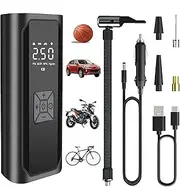 Tire Inflator Portable Air Compressor,150 PSI Fast Inflation,12V DC Portable Air Compressor,Tire Pump with LED Flashlight for Car Tire,Bike,Motorcycles and Balls Tyre Inflator.