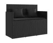 vidaXL Garden Bench with Cushions Black Poly Rattan
