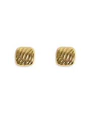 Argento Vivo 18K Gold Plated Sterling Silver Wavy Square Stud Earrings