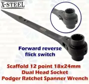 Professional Scaffold 18x24mm Dual Head Socket Podger Ratchet Spanner Wrench