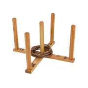 Mega Quoits Wooden Rope Ring Toss Outdoor Game Set 100cm Wide Including 4 Rings