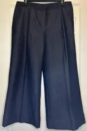 Nicole Miller Size 10 Black Neutral-Way Pockets Wide-Leg Trousers Cropped Pants