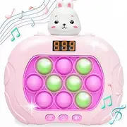 Marlo & Buzz Fast Push Game Toy with Popit Game Controller, Pop Fidget Animal with LED Screen - Sensory and Memory Console, Quick Bubble Light Toy, Pocket Games (Rabbit)