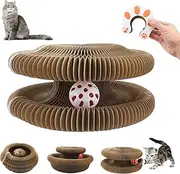 Magnetic Cat Scratchers with Bell Ball Foldable Cat Scratching Board for Cat Toys Reinforced Cardboard Cat Scratchers Can Transform Multiple Shapes Cat Toys for Indoor Cats Adult