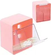 Glarks 1 Pack Wall Mounted Q-tip Dispenser, Cotton Swabs Holder Canisters, 2 Compartments Bathroom Storage Cotton Pads Organizer for Cotton Balls, Cotton Swabs, Cotton Rounds, Floss(Pink)