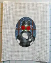 Liz Goodrick-Dillon Hand painted Needlepoint Canvas Cat Looking Out Window