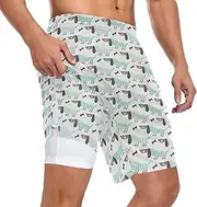 [ZZXXB] Dachshun Dog Bone Athletic Shorts for Men with Pockets 2 in 1 Quick Dry Running Shorts S-3XL