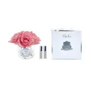 Cote Noire Perfumed Natural Touch Five Roses Peach, Silver & Clear Glass